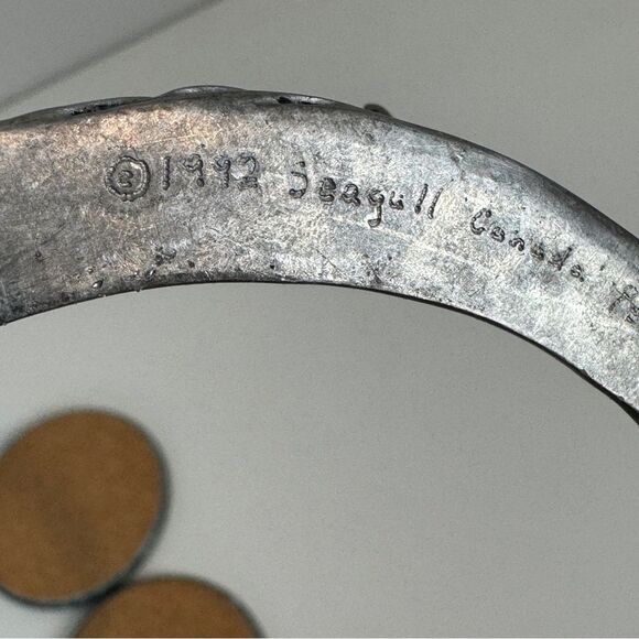 Vintage Seagull Marble 4 Coaster Set in Pewter Caddy 1992 - Picture 6 of 7